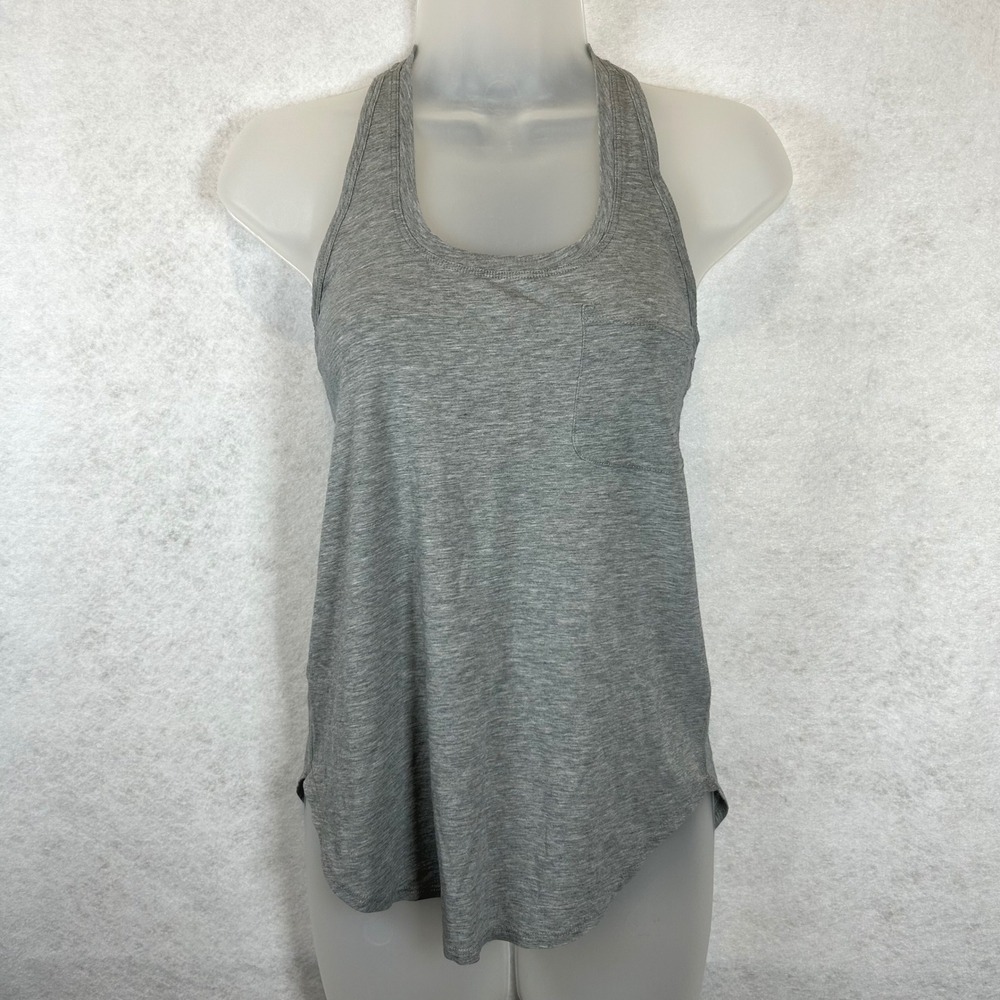 Lululemon Yogi Racerback Tank Top Womens Heather Gray Size Unknown Chest‎ Pocket